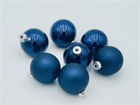 Royal Blue Glass Ornaments Set of 6