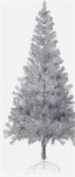 6ft. Silver Tinsel Christmas Tree & Metal Stand