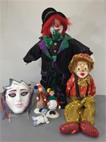 Clown Dolls, Figures, Mask, etc