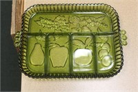 Green Glass Divided Tray