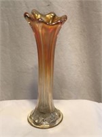 Mid-Century Amber Carnival Art Glass Swung Vase