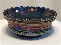 Northwood "Peacock/Fountain" Amethyst Glass Bowl