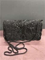 Vintage black beaded sequence purse evening bag