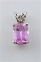 14k White Gold and Pink Sapphire Pendant