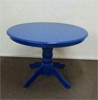 Blue Painted Wooden Round Pedestal Dining Table