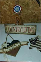 Metal country living sign with wooden windmill