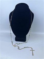 Long  Rosary Style Cross Necklace