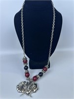 Elephant Necklace With Black & Red Beads