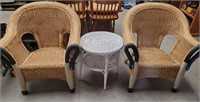 N- Swan Wicker Chairs And End Table