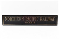Northern Pacific Railway "Tickets" Glass Sign