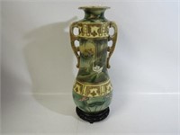 Lg Oriental Satsuma Vase, Handpainted