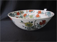 Lg Oriental Bowl, Handpainted-12.5" dia x 4.75" D