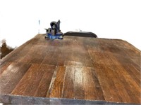 Industrial Wooden Table Steel Base with Vice Clamp