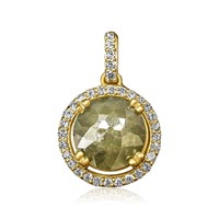 14K YELLOW GOLD 3.00CT PERIDOT 1.00CT DIAMOND PEND