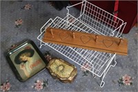 coke tray,victorian vanity box & items