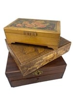 Very Unique Trio Of Wooden Boxes