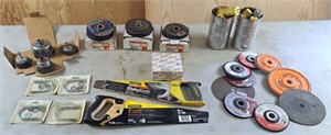 Grinder discs, wire brush, hand saws, U-Bolts,