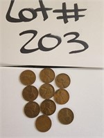 Wheat pennies. 1940s to 1950s