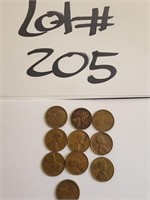 Wheat pennies. 1940s to 1950s