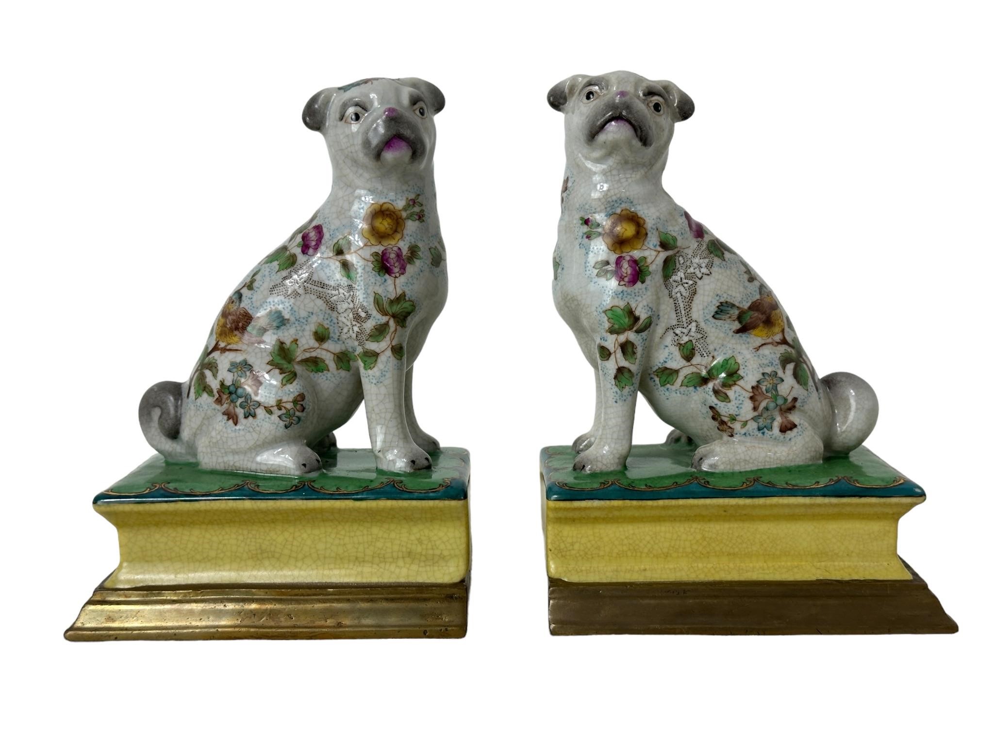 Porcelain Asian Pug Dog Bookends