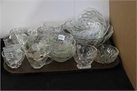 LOT OF PRESSED GLASS BOWLS AND CUPS