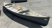 15FT Fibreglass Canoe w/2 Wooden Paddles. #C.