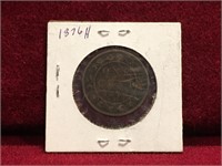 1876 Canada Large 1¢ Coin