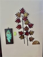 Grape Plaque, Metal Leaves & Brass Key Holder on