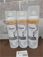 3x Dove unscented dry shampoo