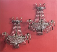 Pair 19th Century French Crystal Sconces
