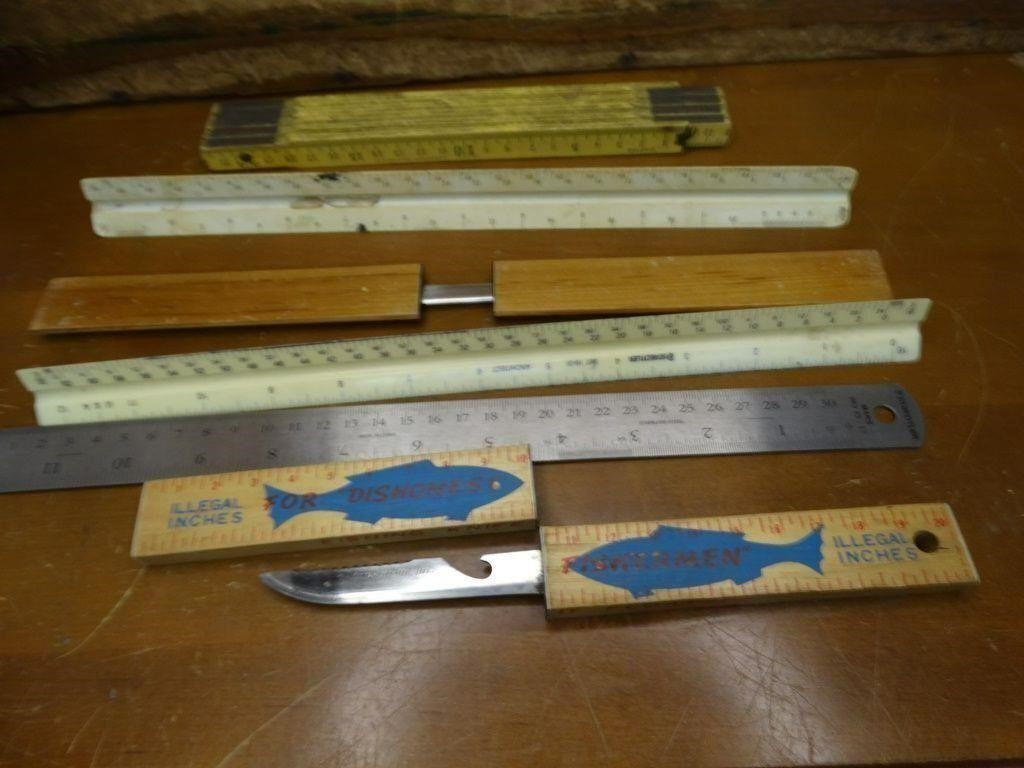 Vtg Rulers, Letter Opener, Fish Knife
