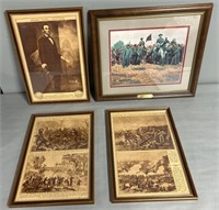 4 F4amed Civil War Prints incl Kunstler