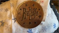 Pottery plate Believe 8in