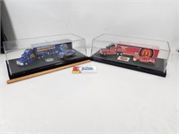 Pair McDonald''s Haulers & Race Cars w/Acrylic Cas