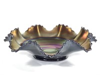 Amethyst Lustre Carnival Ruffle Edge Glass Bowl