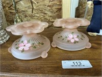 Vintage Old Colony Pink Satin Candle Holders