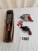 MARX Pistol, Dbl Barrel Tin Gun, Atomic Dis Toy