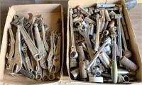 2 Trays of Tools - Crescent Wrenches, Vises, etc