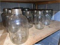 Large lot of half gallon canning jars. One gallon