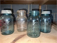 Vintage Ball jars with zinc lids and glass lid. 1