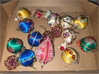 Vintage Christmas ornaments, stockings and tree