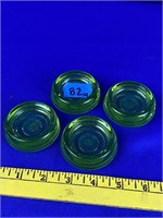 4pc green glass salt wells