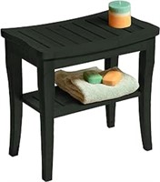 Bamboo Shower Stool Bench - Waterproof with Storag