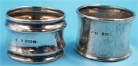 2 sterling silver napkin rings, 32.1 grams