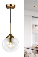 KCO Lighting Clear Glass Globe Hanging Light -Gold