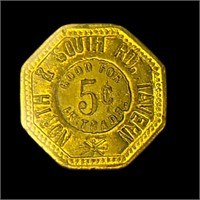 5¢ In Trade North & South Rd. Tavern Token