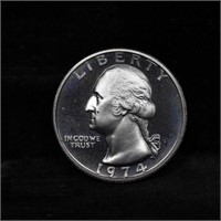 Proof 1974-s Washington Quarter 25c Grades GEM++ P