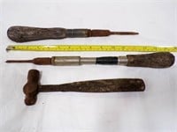 Antique Rusted Tools screwdriver & hammer