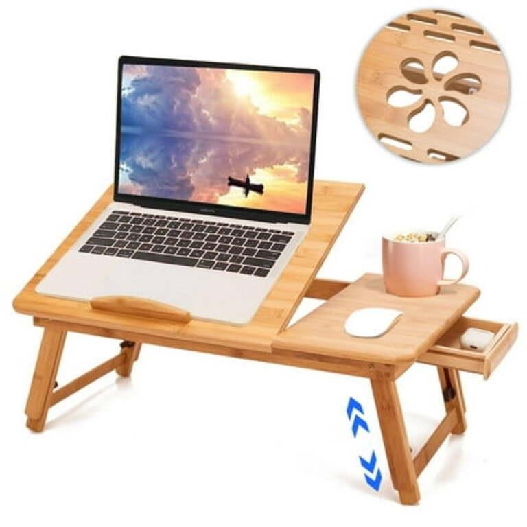 iFanze Lap Desk  Bamboo Adjustable Bed Table.