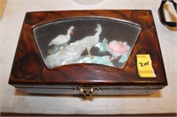 MOTHER OF PEARL PEACOCK JEWELRY BOX WITH COSTUE